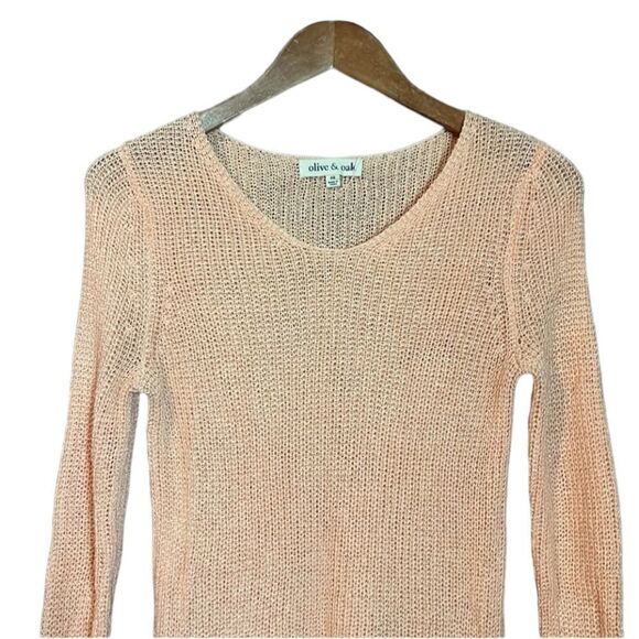 Olive‎ + Oak salmon knit v neck sweater. Size small - Picture 2 of 6